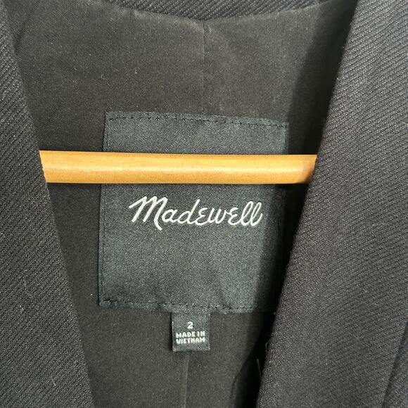 MADEWELL Structured Tribune Blazer Black Minimalistic Sz 2 {3J44} - Picture 5 of 7